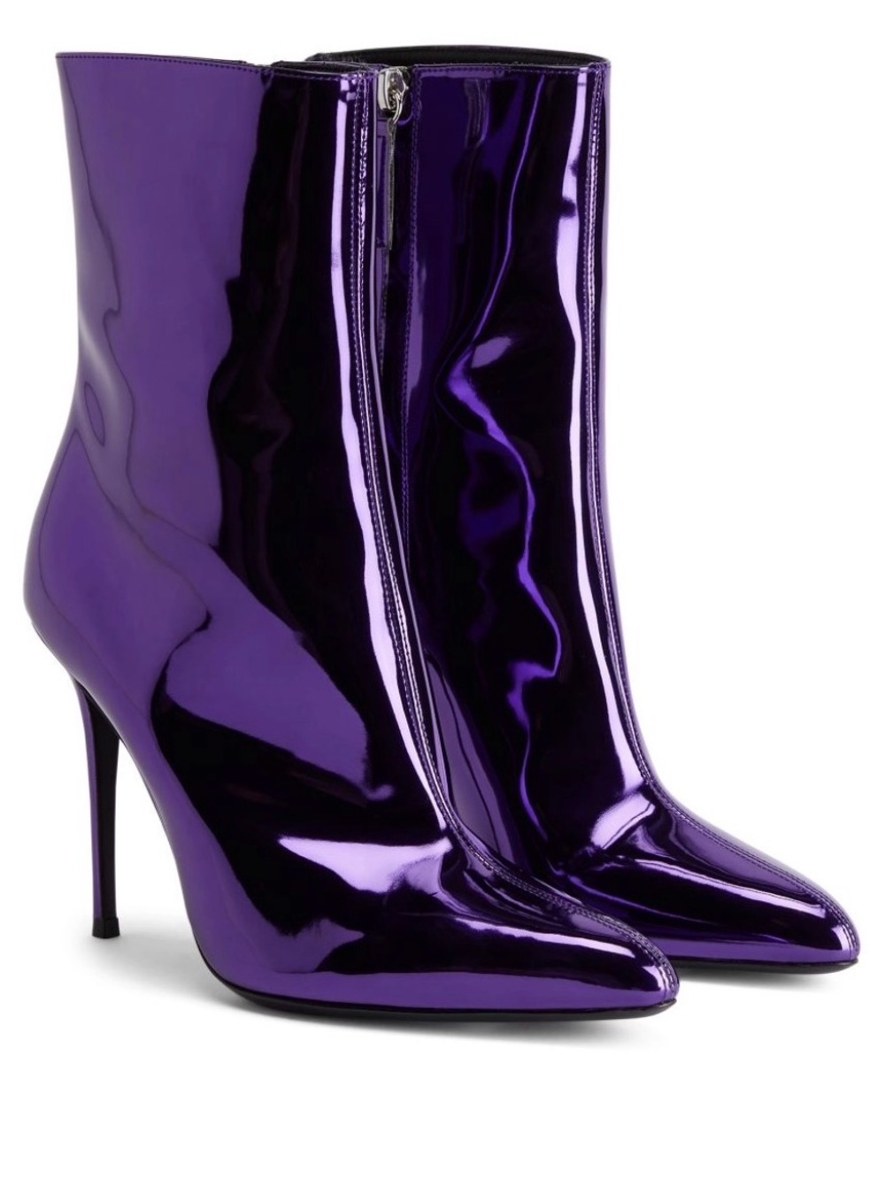 Giuseppe Zanotti High-Shine Purple Patent Stiletto Ankle Boot